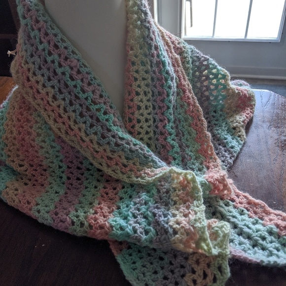 Handmade rainbow shawl/scarf - Picture 2 of 6